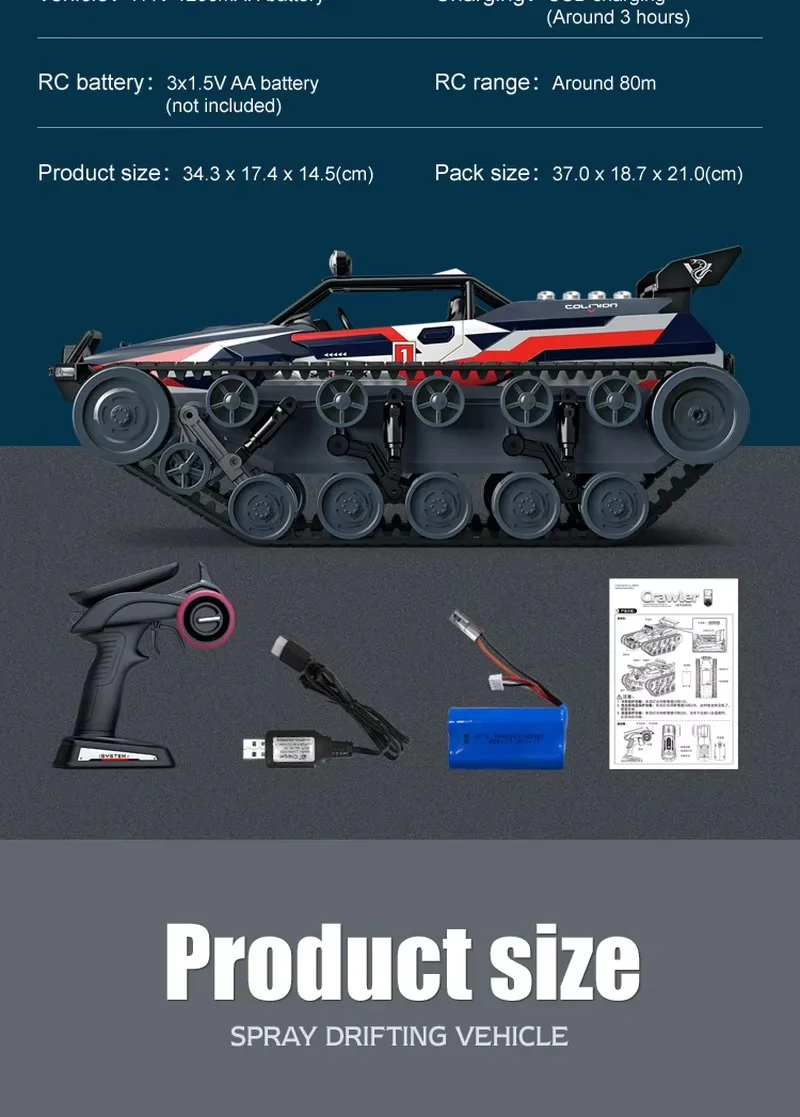 Remmote Control  Rc Tank 1/12 2.4g Alloy Remote Control Tank High Speed Drift Spray Tank Model Toy Children Toys Birthday Gift 6