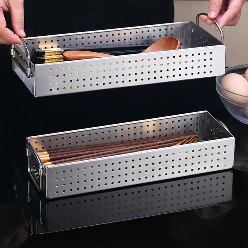 Fork Storage Frame Hollow Out Quick Drainage Metal Stainless Wire Tableware Storage Box Washable Cutlery Basket