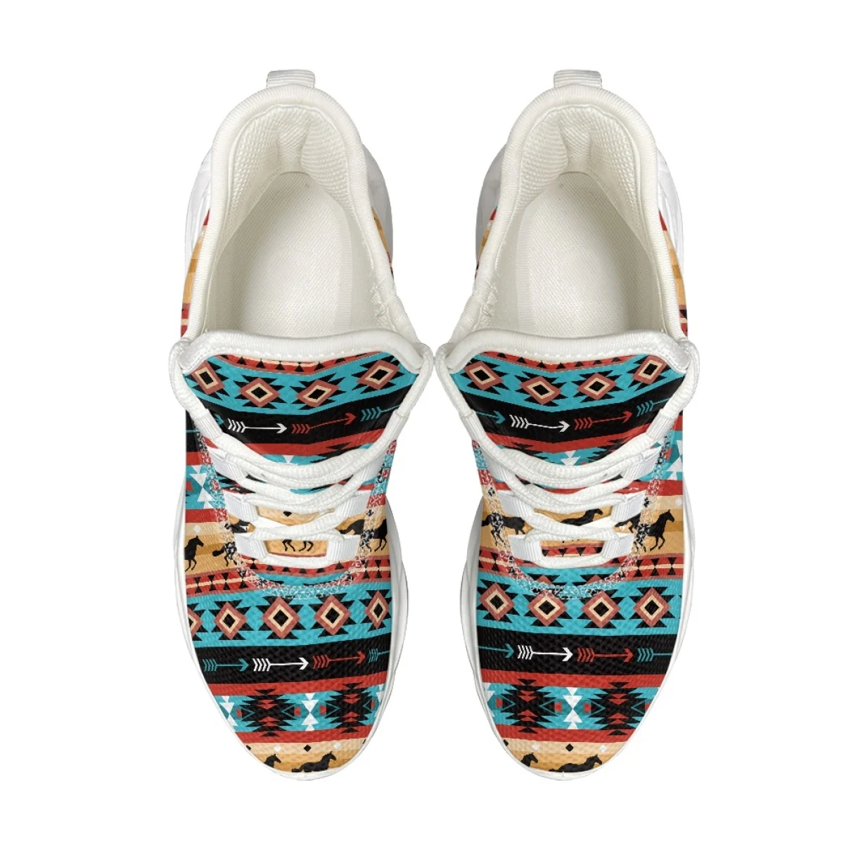 Breathable Outdoor Sneakers Ethnic Tribal Aztec Horse Designer Vintage Casual Lace Up Flats New Lightweight Running Shoes Female