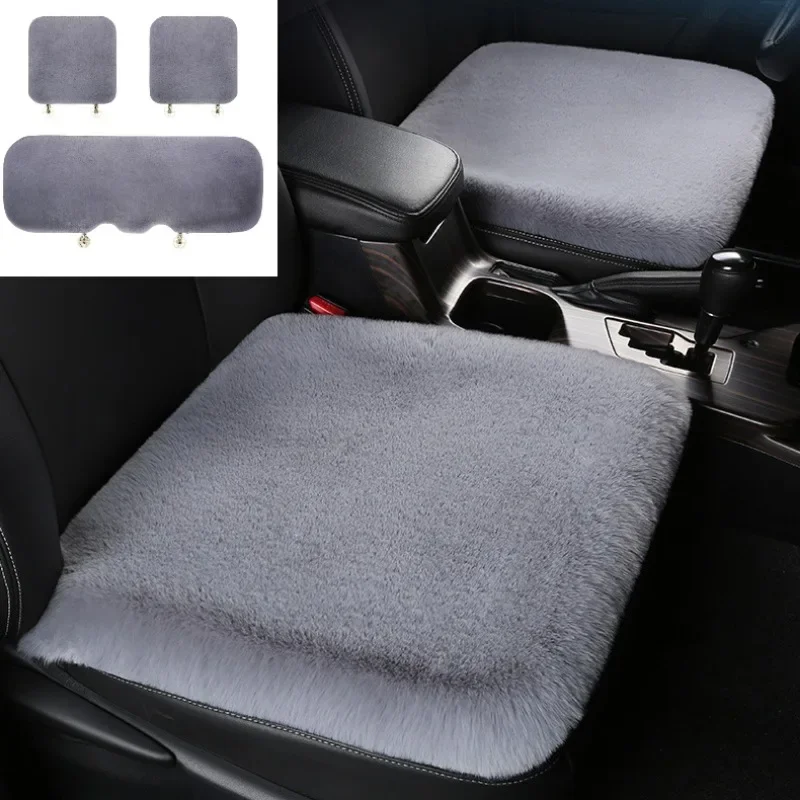 

Car Seat Cushion Winter Plush Rabbit Fur Winter Warmth Thick Wool One Piece Square Cushion for Main Driver or Co-pilot