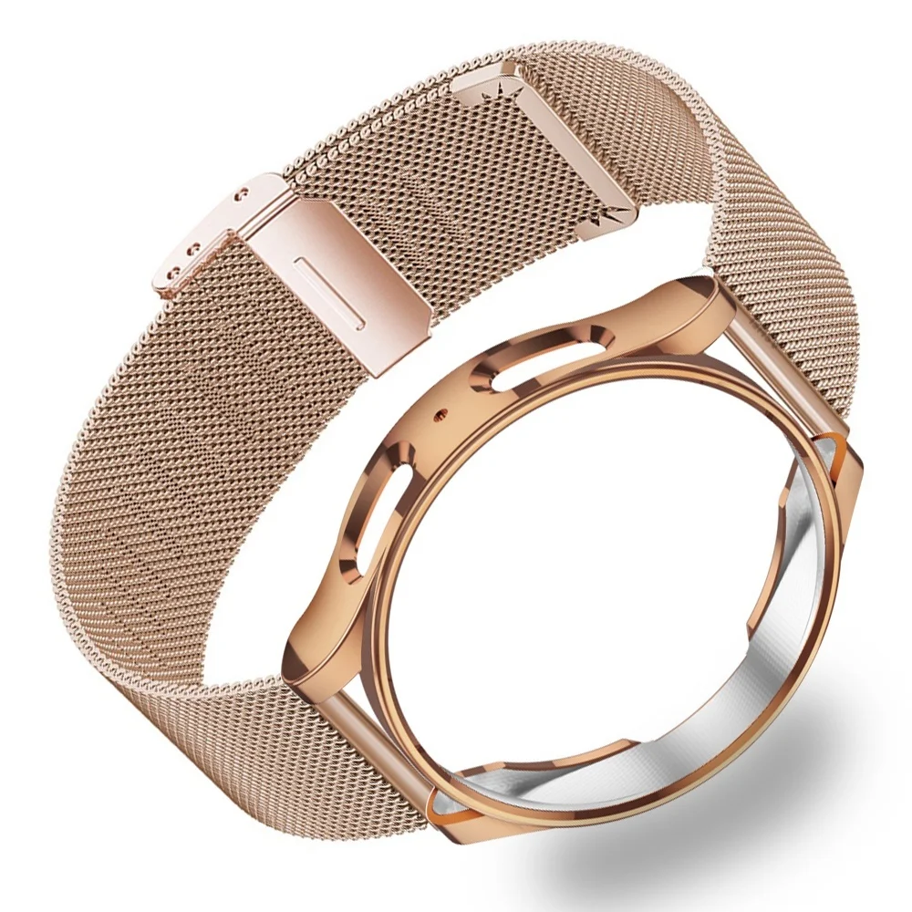 Premium Stainless Steel Watch Strap & Protective Case with Screen Protector for Samsung Galaxy Watches