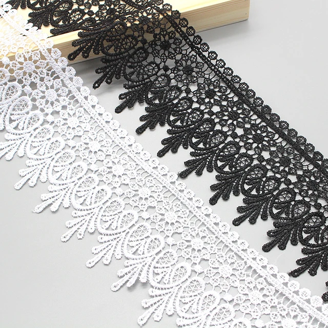 1 Yard High Quality Beautiful Black Lace Ribbon Tape 90MM Lace