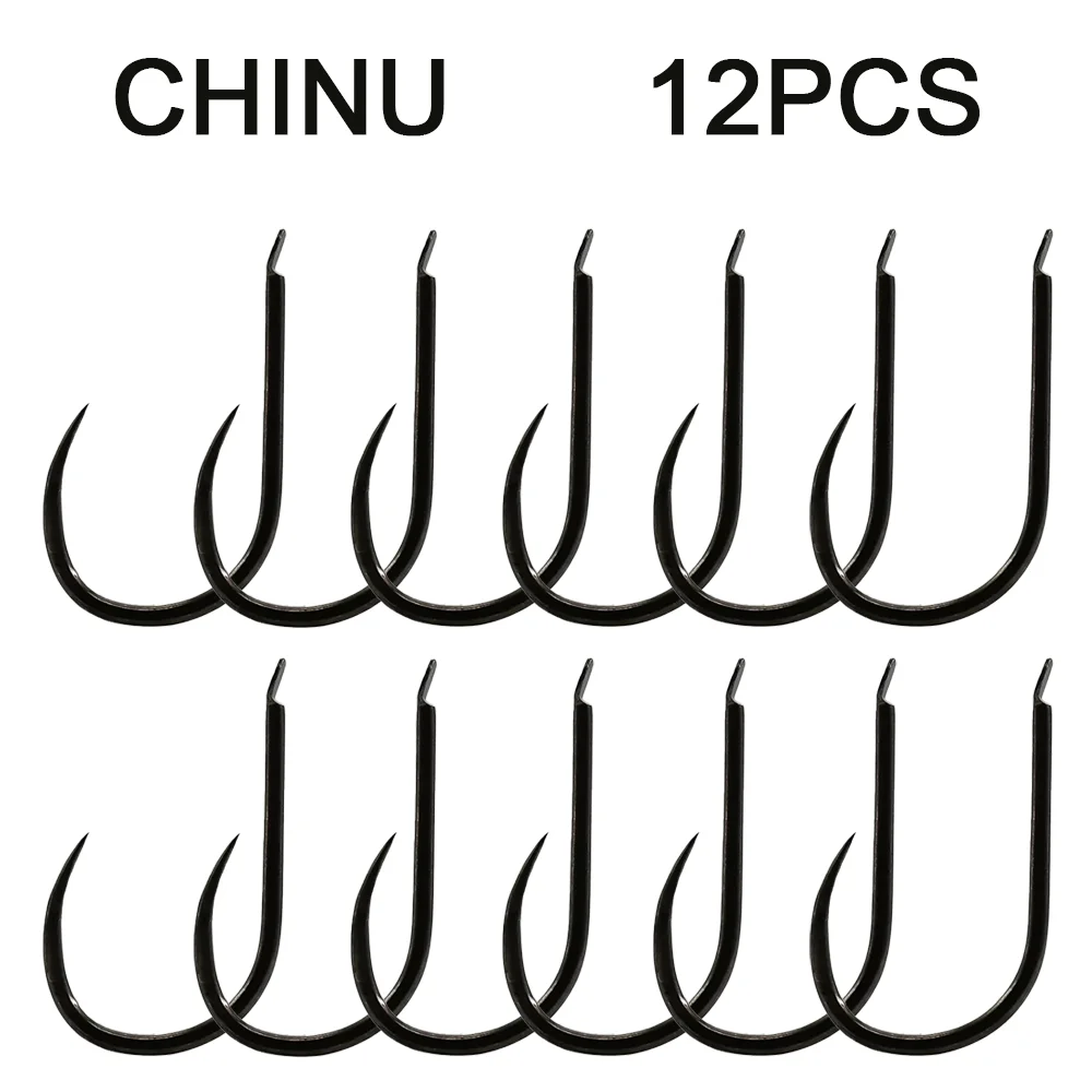 EUPHENG 12pcs Original CHINU Fishing Hook Barbless Sharp Hook High Carbon Steel Sea Fishing Carp Fly Fishing Tackle
