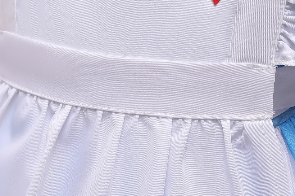 Mädchen Alice Cosplay Kleid Kinder Langarm Blaues Dienstmädchen-Outfit mit Pokerkarten-Saum Kinder Halloween Karneval Party Kostüm – Detail 11