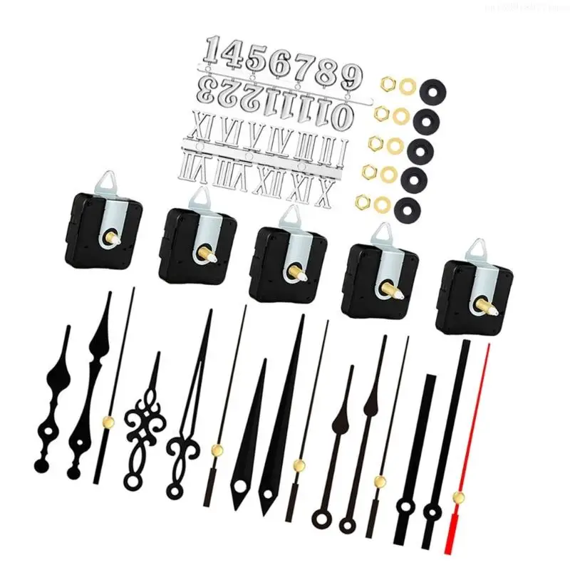 Quiet Quartzs Clock Motor Replacement Parts for Home and Office 5Pcs Clock Movement with Hands and Clock Numerals Kits R7UB 4