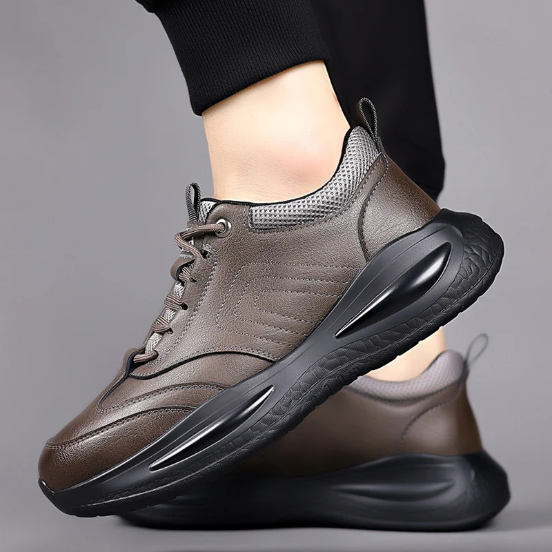 أحذية جلدية رجالية عصرية للخريف، أحذية رسمية كلاسيكية للأعمال، أحذية رياضية مريحة بنعل سميك للمكتب والخارج والمشي اليومي