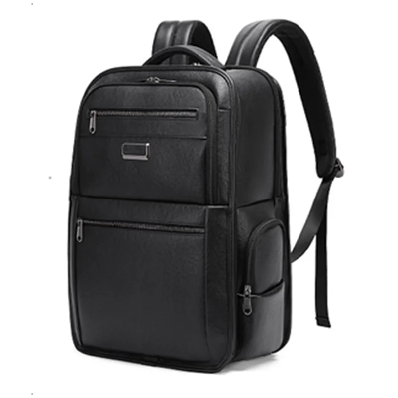 Waterproof Leather Laptop Backpack with USB Charging for Men