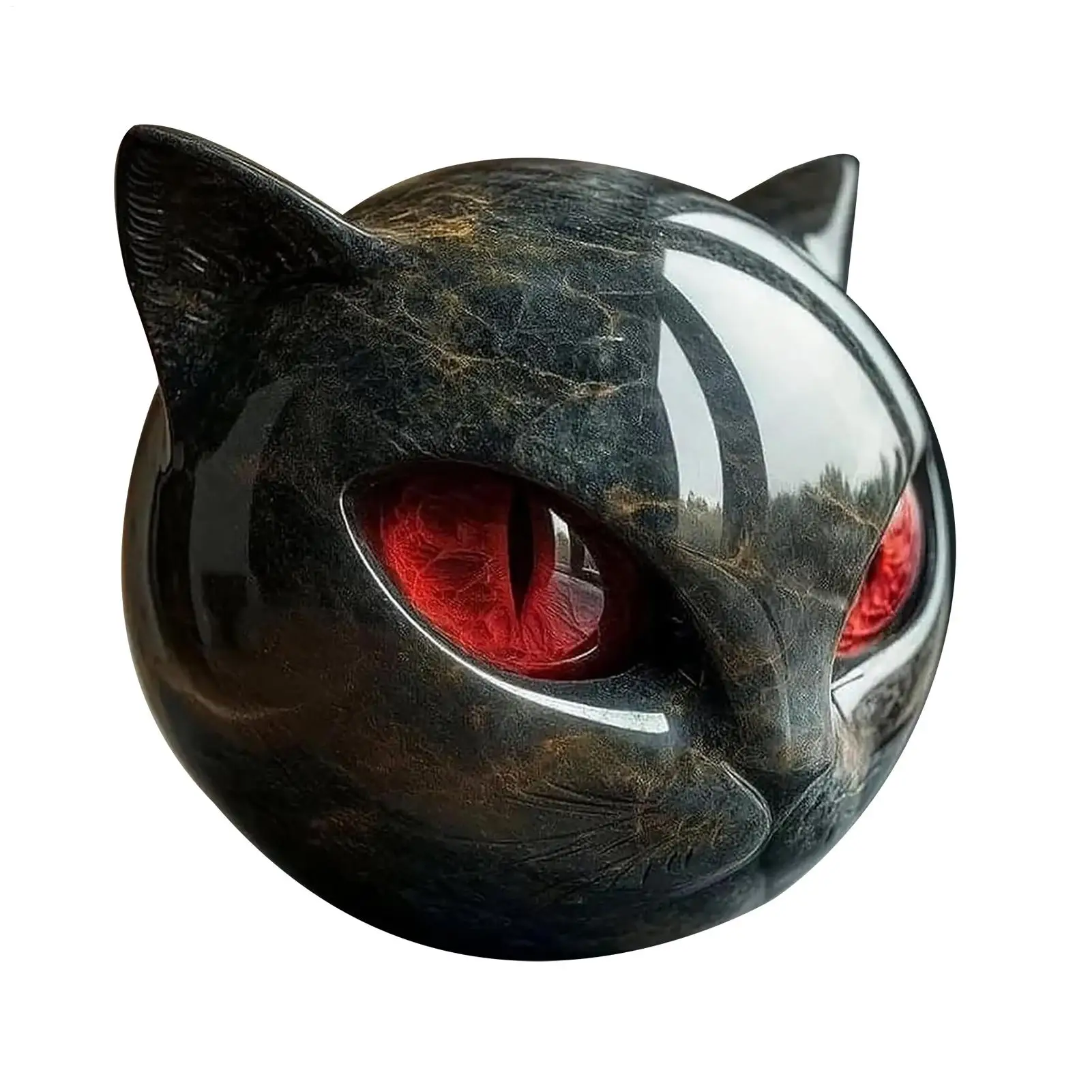 Black Cat Figurine Resin Cat Head Healing Stone Marble Texture Cat Stone Resin Cat Sculpture Ornament Cat Sculpture Craft