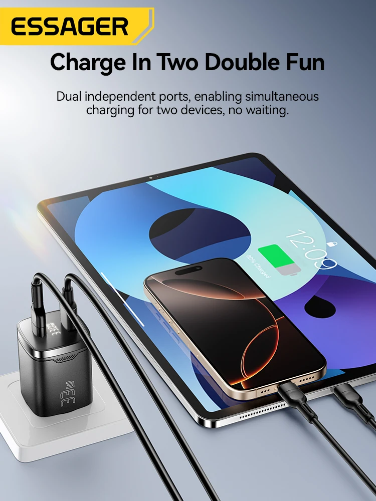 33W GaN USB Fast Charger with Digital Display