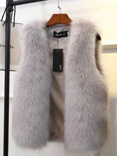  2021 New Winter Female Fox Fur Vest Coat Winter Warm White Black Gray Fur Vest Jacket Large Size 2XL Sleeveless Coat 