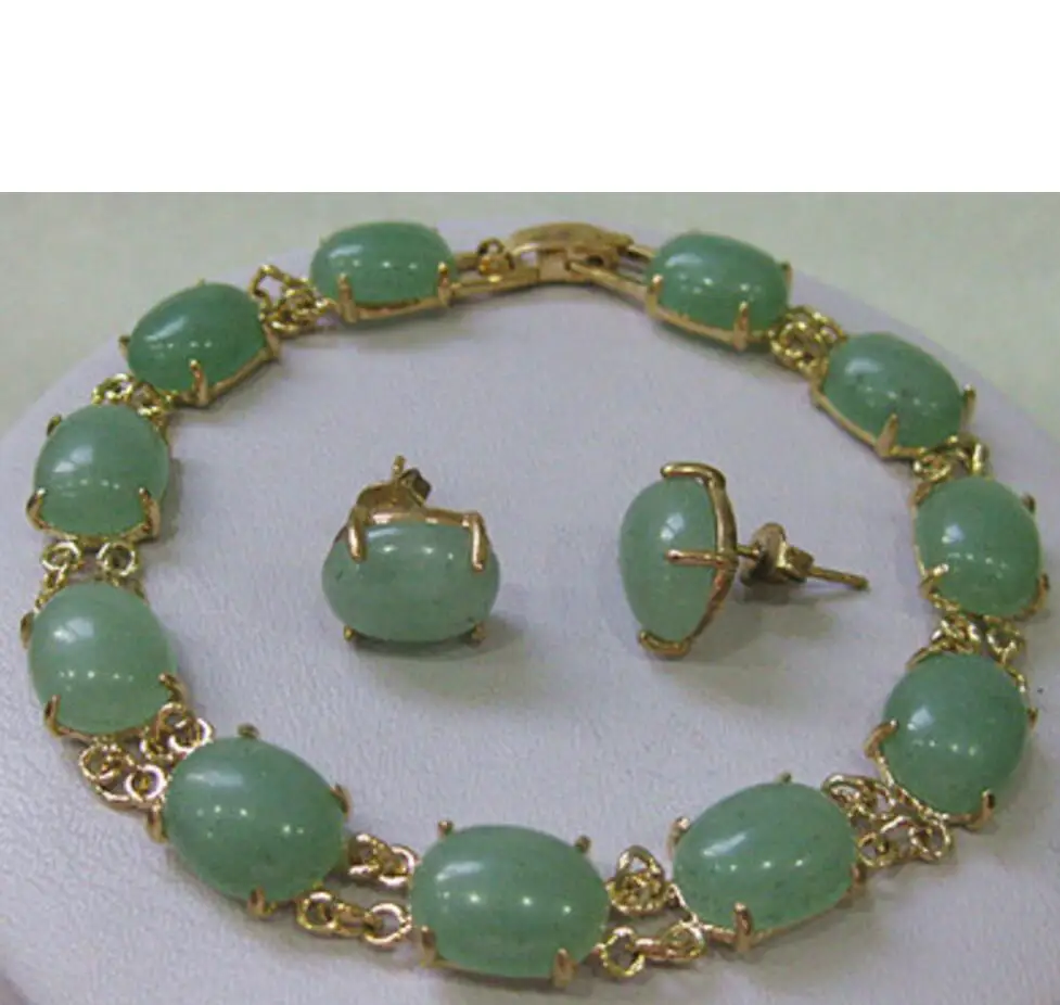 

Новые ювелирные изделия изящный зеленый нефритовый браслет серьги наборы