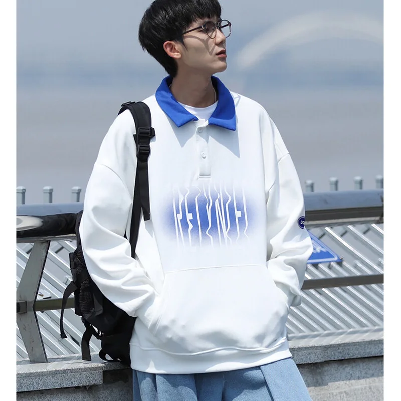 Fake Two Pieces Men Sweatshirts 2022 New Arrive Spring And Autumn Student Male Clothing Teenager Boy Korean Style Hot Sale H36