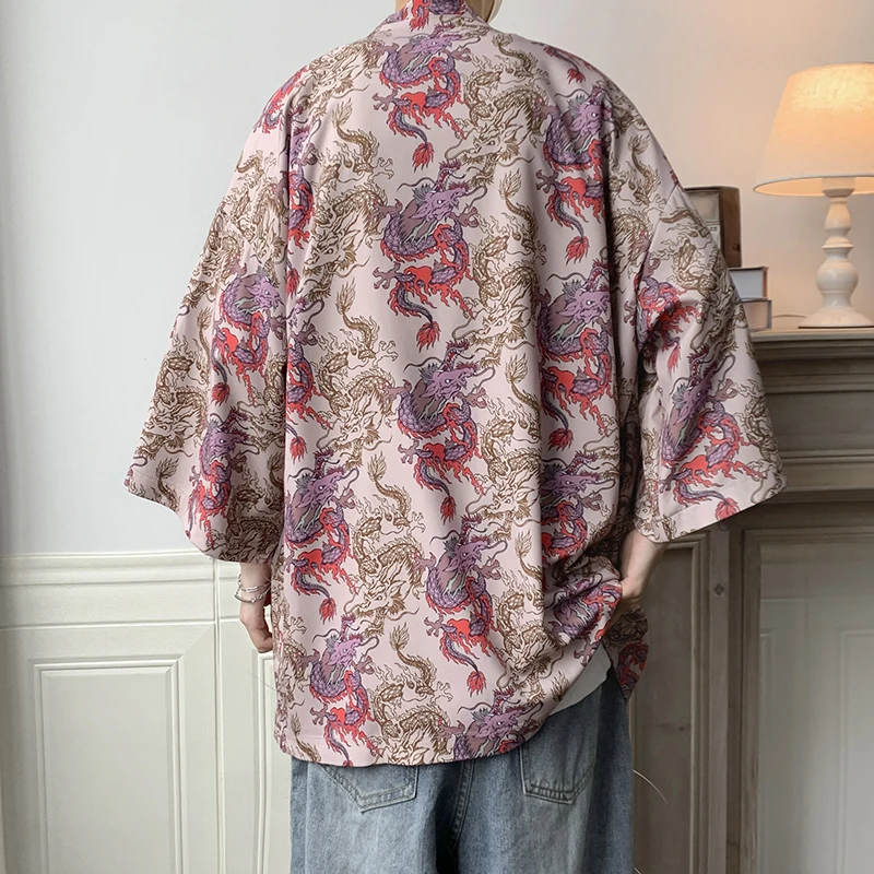 Japanese shirt men kimono Chinese kimono geisha Japanese street clothing harajuku casual short sleeved shirt short sleeved shirt button down shirt