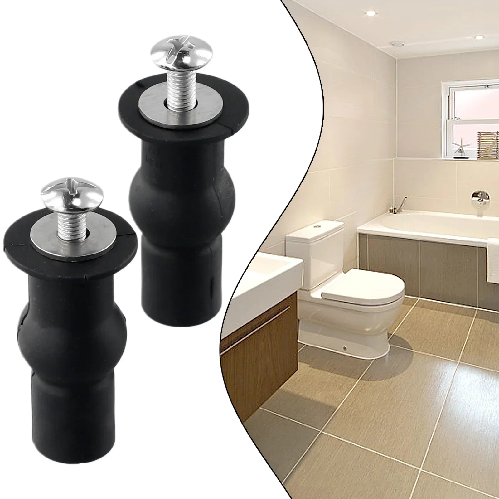 Toilet Seat Accessories 2pcs Toilet Seat Screws Nut Cover Lid Top Fixing Blind Hole Fitting Kits With Rubber Bungs Non-rust Washer For Broken Toilet toilet seat accessories