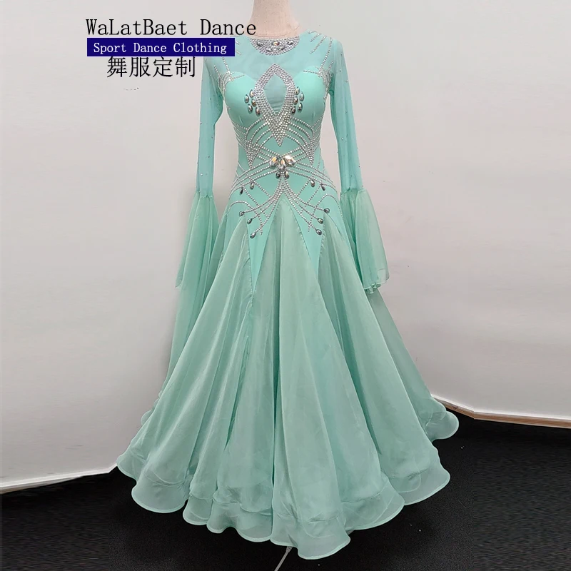 

Расширенное Платье для Бальных соревнований, женское высококачественное платье для профессиональных вальсовых танцев, стандартное платье для взрослых для бальных танцев