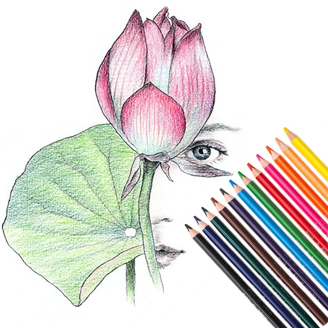 12pcs Triangle Colored Pencils Set with Thick Barrel (5mm Core) and Sharpenerfor Professional Drawing Sketching Pastel Art 6