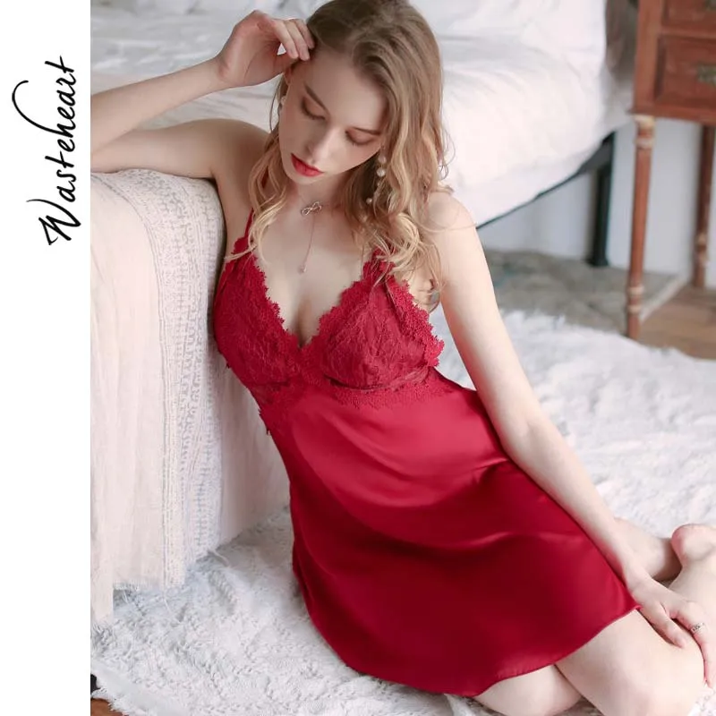 

Wasteheart Women Sexy Sleepwear Lace Nightwear Homewear Sleep Gown Night Dress Backless Chemises Nightgown Exotic Babydolls