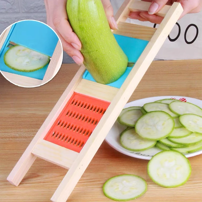 2 in 1 Wooden Potato Grater Slicer Vegetable Salad Corrugated Chopper  Cutter Knife Chipper Salad Kitchen Shredder Peeler Masher