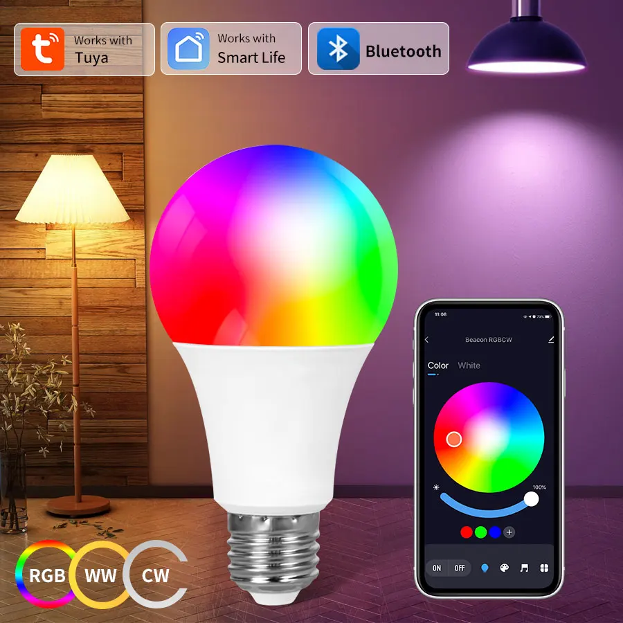 Bluetooth LED Light Bulbs with Smart App Control - Dimmable Ambient Lighting and Timer Function