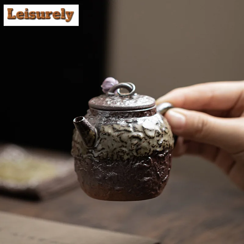 120ml Old Rock Mud Meditation Teapot Luxury Tea Infuser Pot Tea Maker Kettle with Ball Hole Chinese Tea Set Supplies Collection