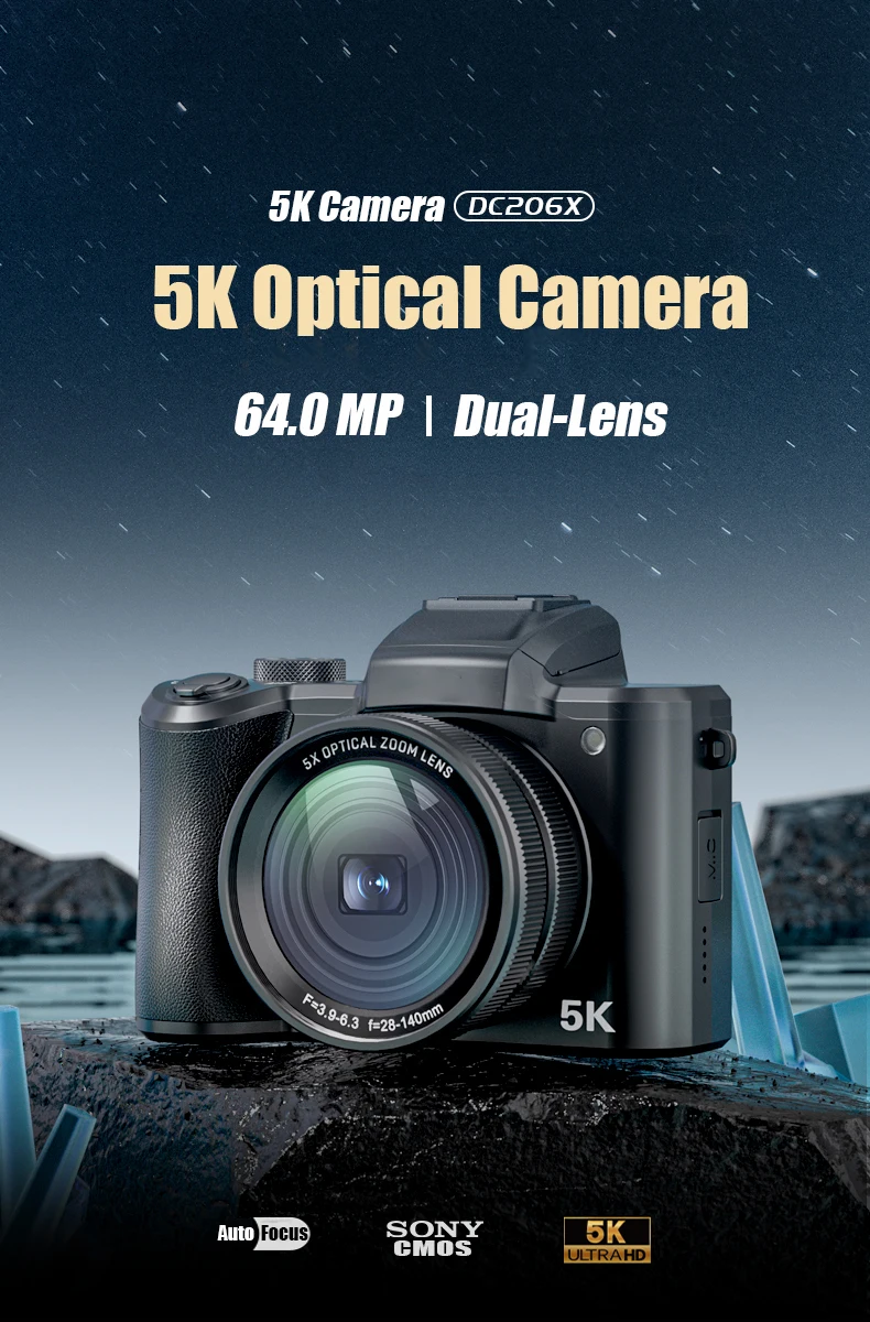 SONIDA 5K DSLR Optical Zoom HD Video Camera 3.2-inch IPS HD Touchscreen Display Digital Camera