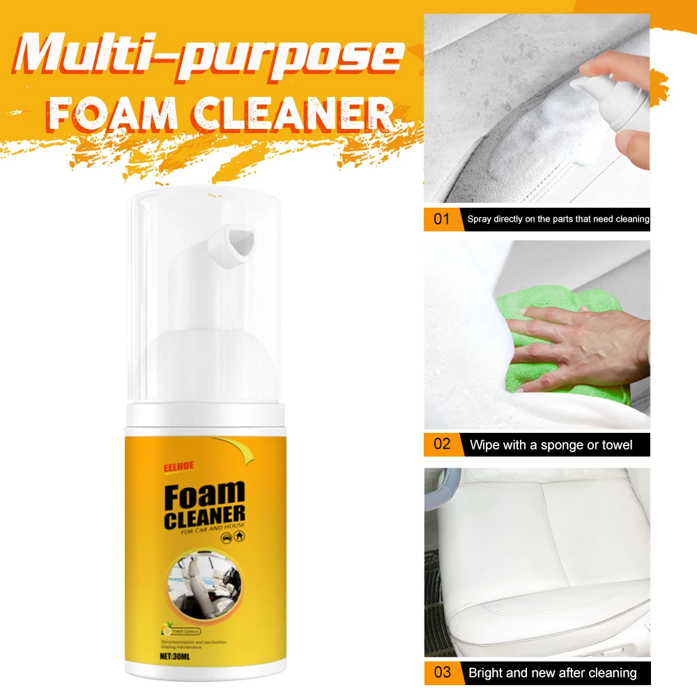 30/60/100/150ML Multi-Purpose Foam Cleaner Leather Clean Remover Spray Car Wash Auto Interior Household Cleaners Stain Removal 2