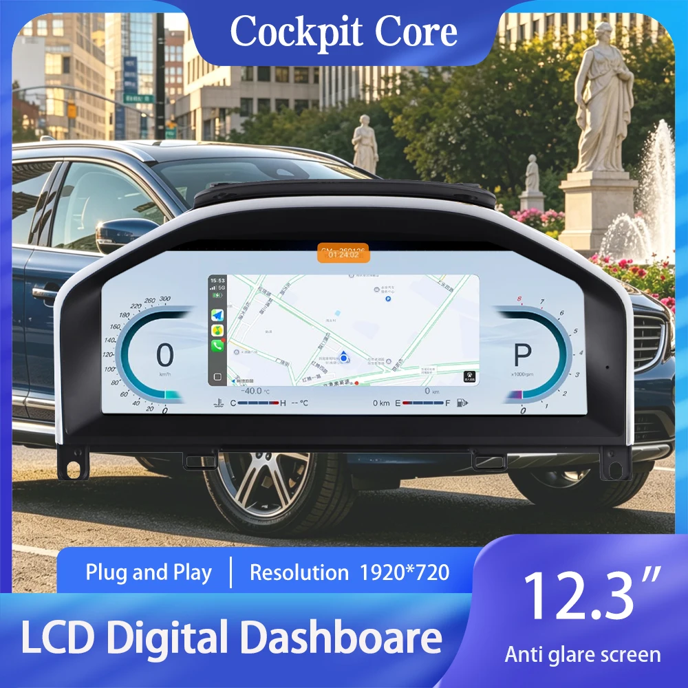 볼보 XC60 2015-2017용 대시보드 디스플레이, 주행거리계, 속도계, 가상 조..