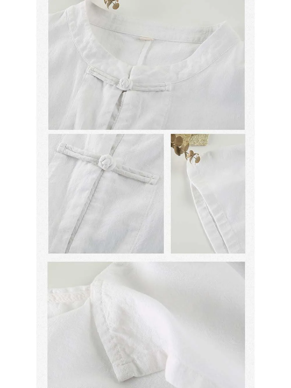 Chinese Style Cotton Mandarin Jacket Women Kung Fu Shirt Oversize Traditional Tops