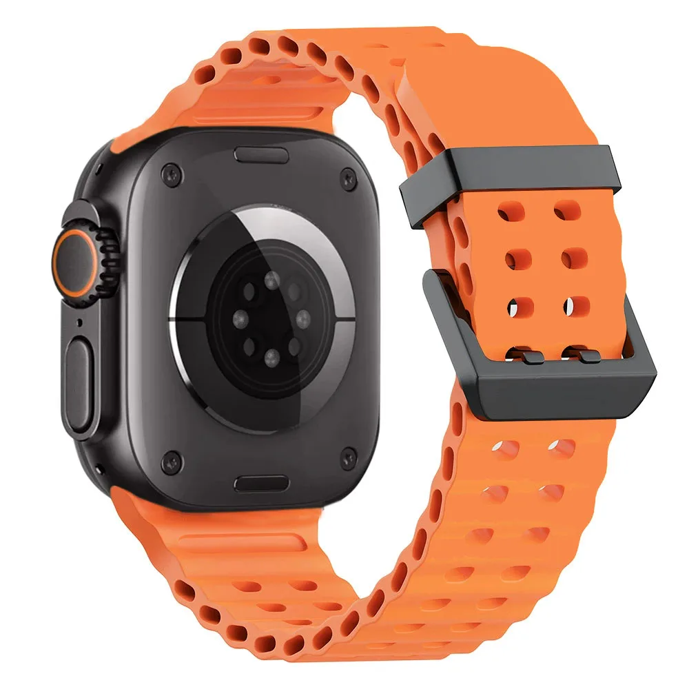Ocean Silicone & Metal Buckle Adjustable Watch Strap Bracelet