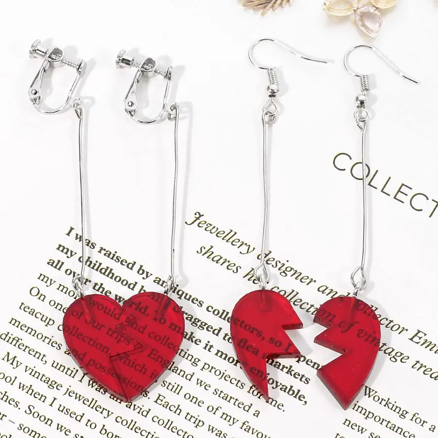 

JoJos Bizarre Adventure Kakyoin Noriaki Anime Earrings No ear hole Pierre Polnareff Splice Heart Long Earrings Women Men Jewelry
