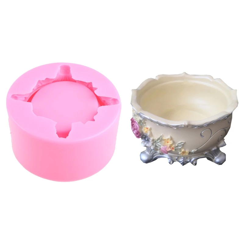 

N58F Flower Pot Silicone Mold Diy Succulents Concrete Flower Pot Vase Plaster Cement Mold Clay Mold Candle Holder Mold