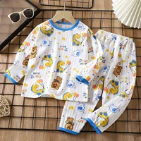 2024 New Summer Children Clothing Baby Home Clothes Set Long Sleeved Boys Girls Pajamas Thin Section Kids Pajamas Clothes 1