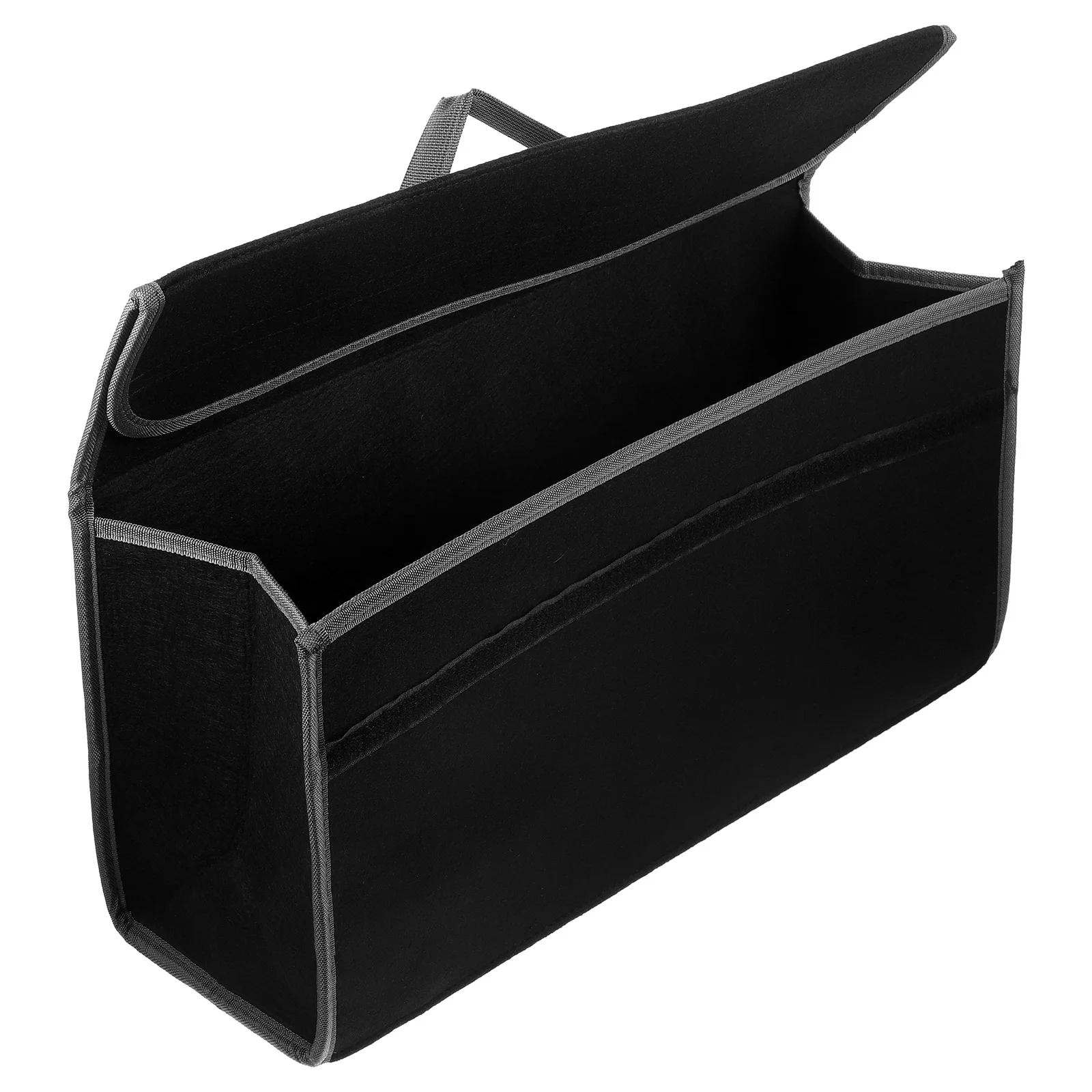 

Felt Car Trunk Organizer Auto Cargo Storage Container Collapsible Storage Box with Lid Large Capacity for Car Trunk Black