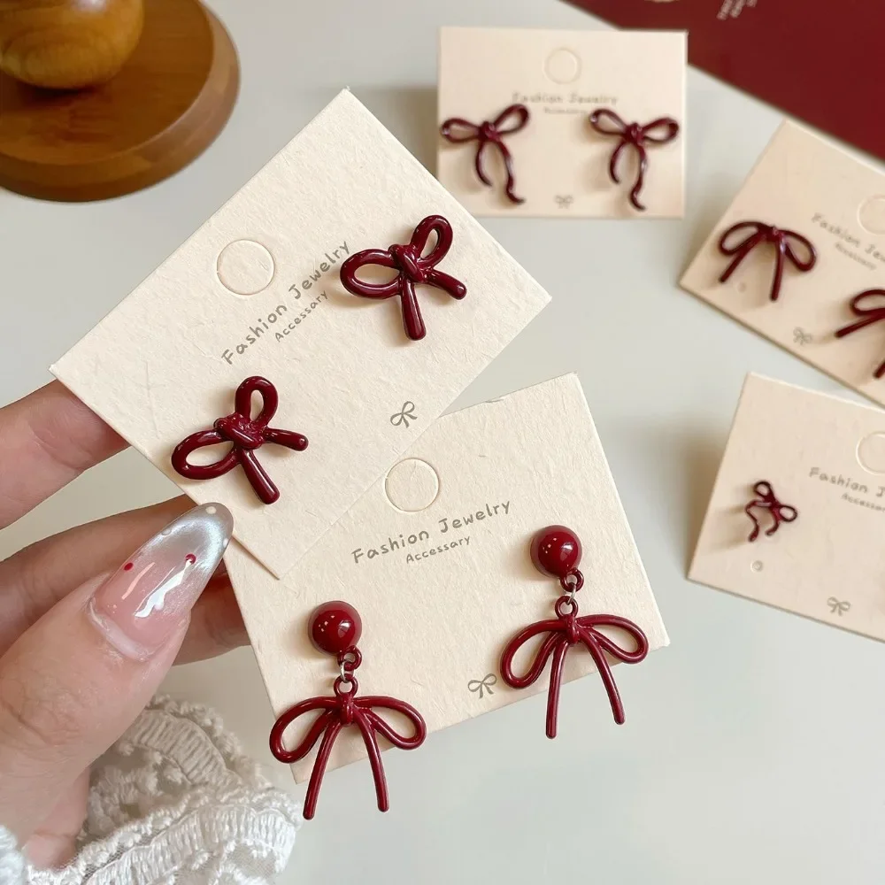 Retro Bowknot Stud Earrings for Women Girls