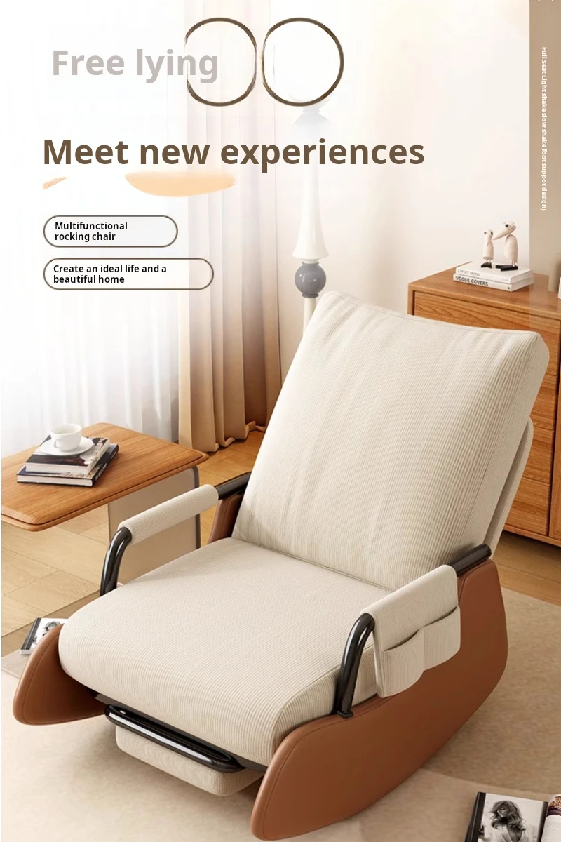 Description Picture 2 of itemNordic leisure rocking chair Folding Recliner corner Armchair lazy sofa chair Balcony Sun lounger Comfortable Backrest Furniture