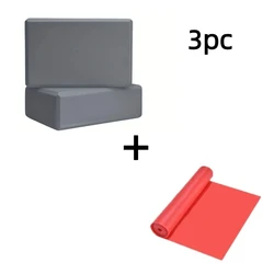 Yoga Starter Kit: Dual EVA Blocks & Stretch Bands Set (Grey red)