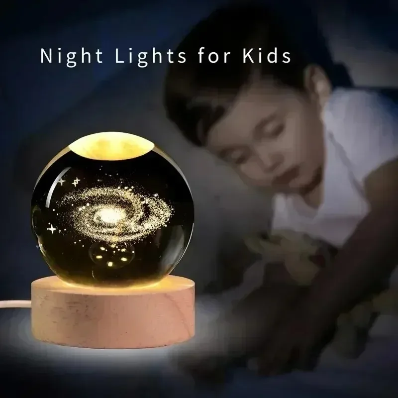 Luminous 3D Solar System Crystal Sphere - Unique Decorative Glass Ornament Gift