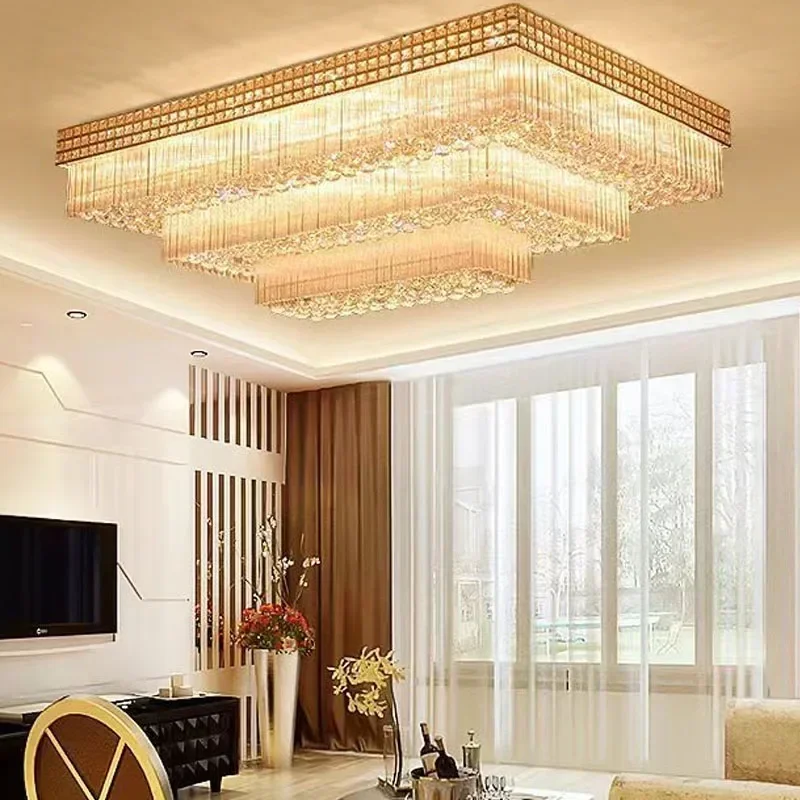 Rectangular pendant chandelier, golden led ceiling lights for bedroom living room and restaurant manufacturers