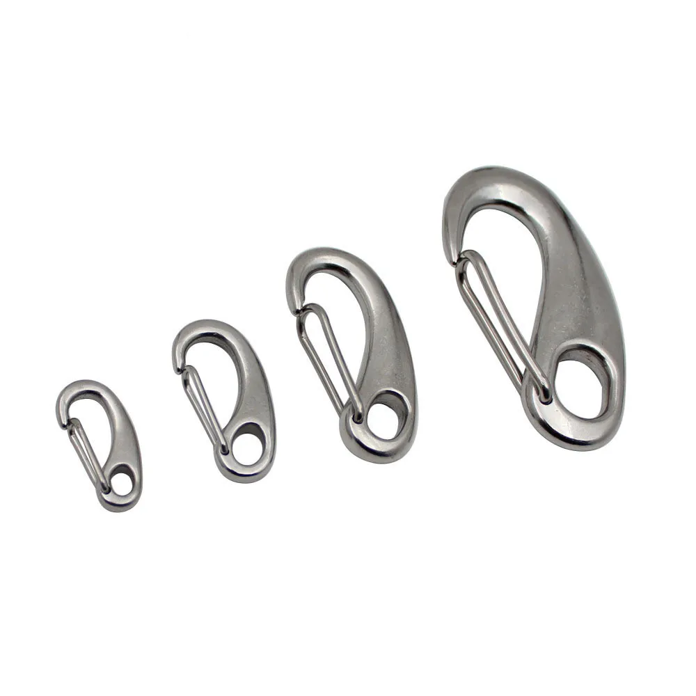 

10Pcs Egg Shape Spring Snap Hooks Marine 316 Stainless Steel Multifunctional Hiking Camping Belt Carabiner Quick Release Hook