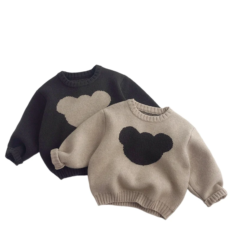 Kids Knitted Cartoon Sweaters Patchwork Pullover Outwear