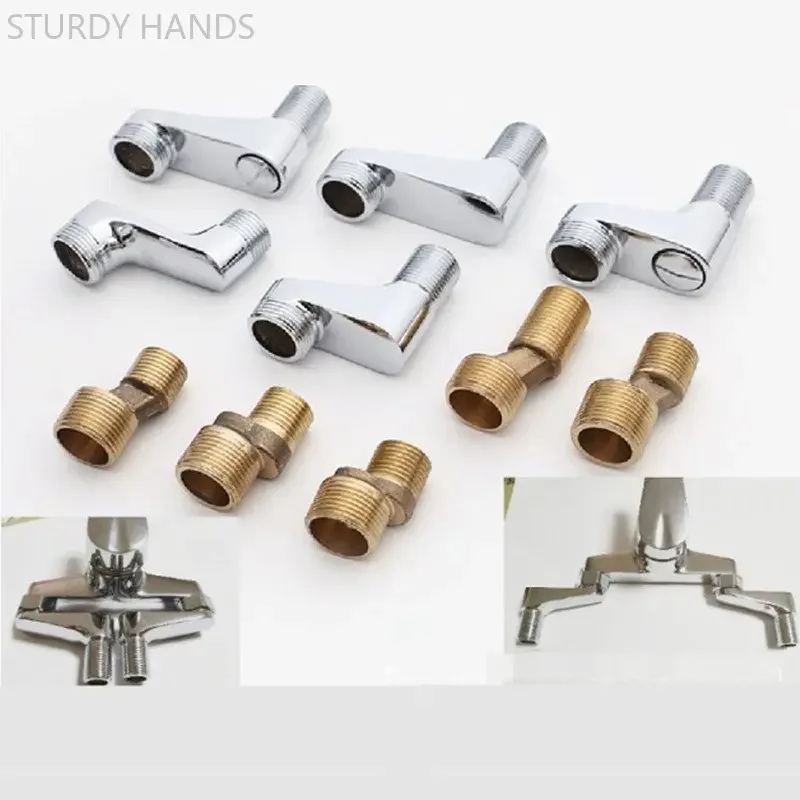 Shower Faucet Adapter 2Pcs Curved Foot Adjustable Solid Brass Wall Mounted Replacement