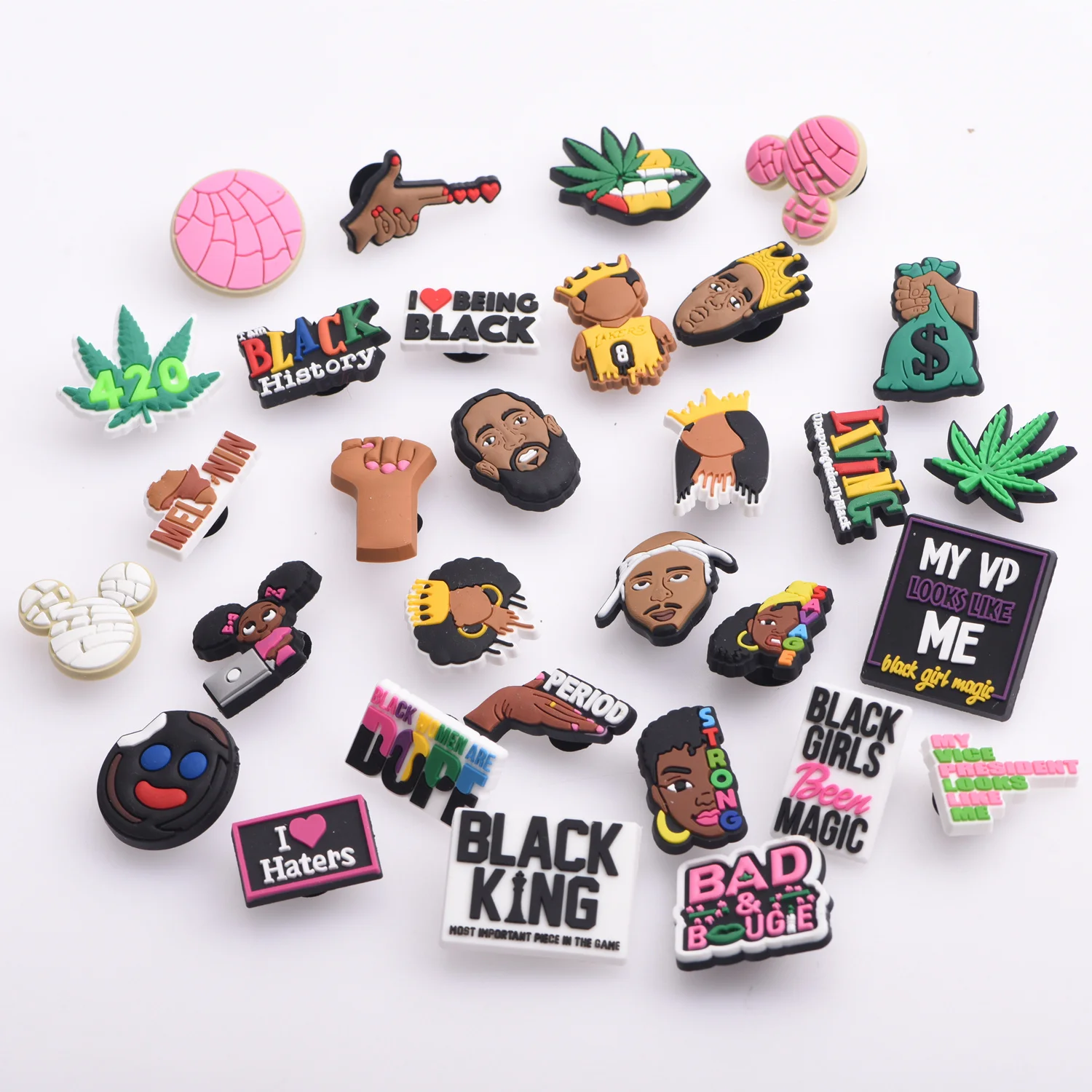 1 Pcs Black Girl Magic Croc Shoe Charms Accessories Decorations Clog Sandals PVC Black Lives Matter Charm Button BLM Girl Gift 1 Pcs Black Girl Magic Croc Shoe Charms Accessories Decorations Clog Sandals PVC Black Lives Matter Charm Button BLM Girl Gift