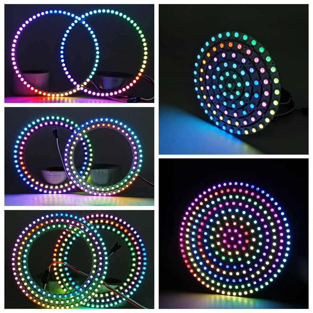 DC5V WS2812B LED Ring Individul AddressabIe 3Pin WS2812 IC BuiIt-in 5050 RGB DIY Round ModuIe 8 to 241 Pixels White Black PCB led modules,led module