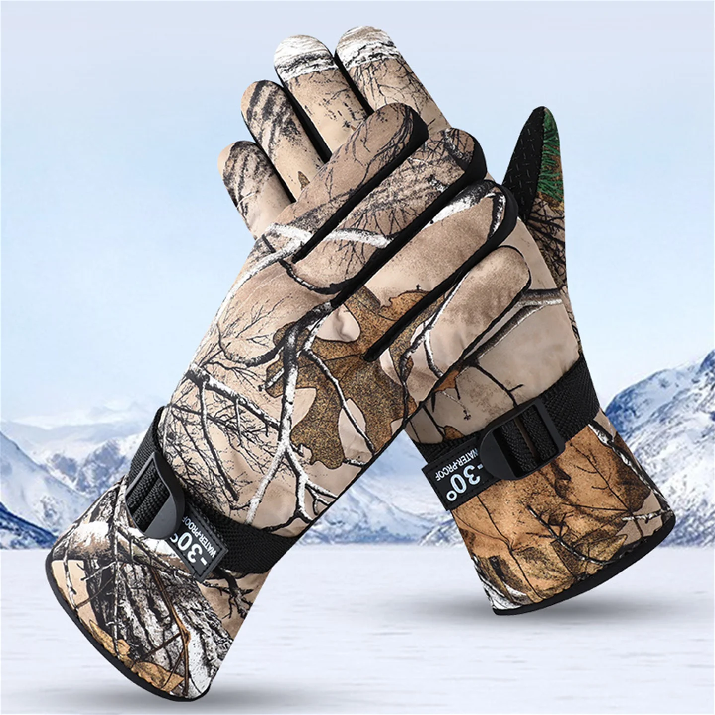 Camouflage Hunting Gloves Men Women Winter Thermal Fleece Fishing Skiing Gloves Outdoor Cycling Motorcycle Waterproof
