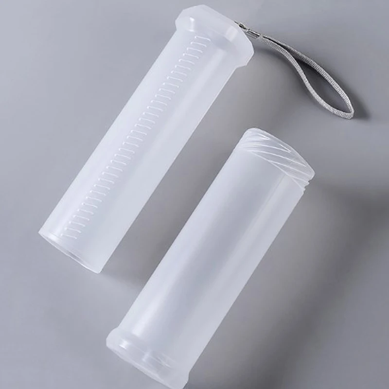투명 플라스틱 개폐식 펜슬 홀더, 높이 조절 가능, 메이크업 브러쉬 실린더, 뚜껑 포함, 방진 화장품 브러쉬 홀더 박스, 1PC