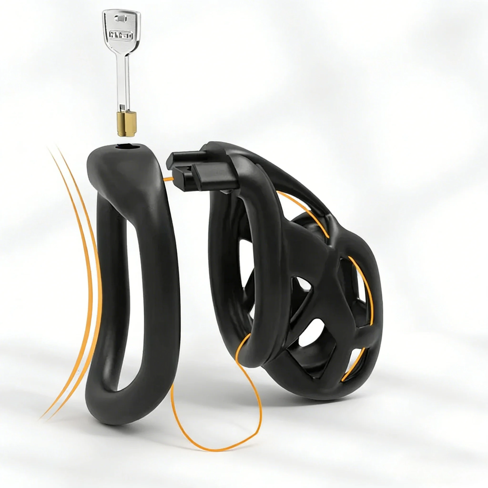 Men's Chastity Lock Chaste Vessel Black Light Pvc Penile Ring Snap Ring Multi Size Cage SM Sex Toys BDSM 3D Invisible Lock