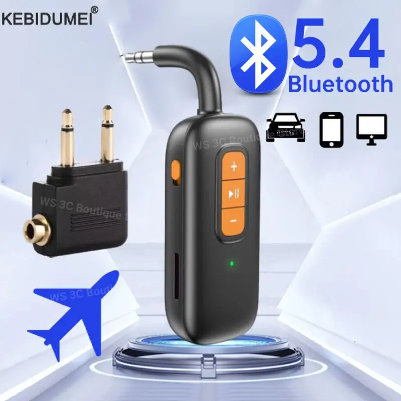 2 In 1 Bluetooth 5.4 Audio Transceiver Adapter 3.5mm AUX Jack Wireless Handsfree for TV Car kit Speaker PC Headphone