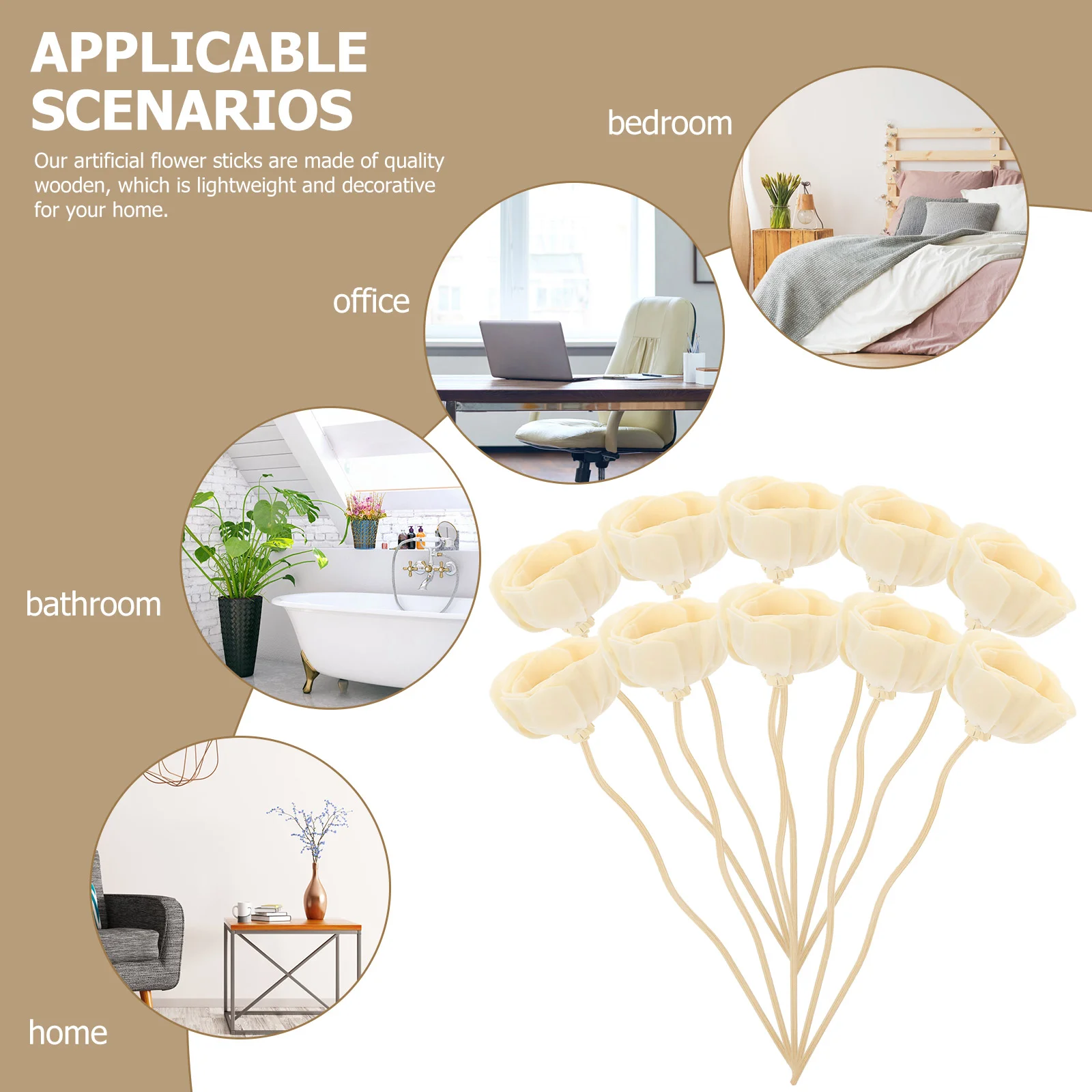 10 Pcs Aromatherapy Rattan Diffuser Flower Sticks Dried Essential Oil Reeds Unique Design Decorative Indoor Fragrance Emitting