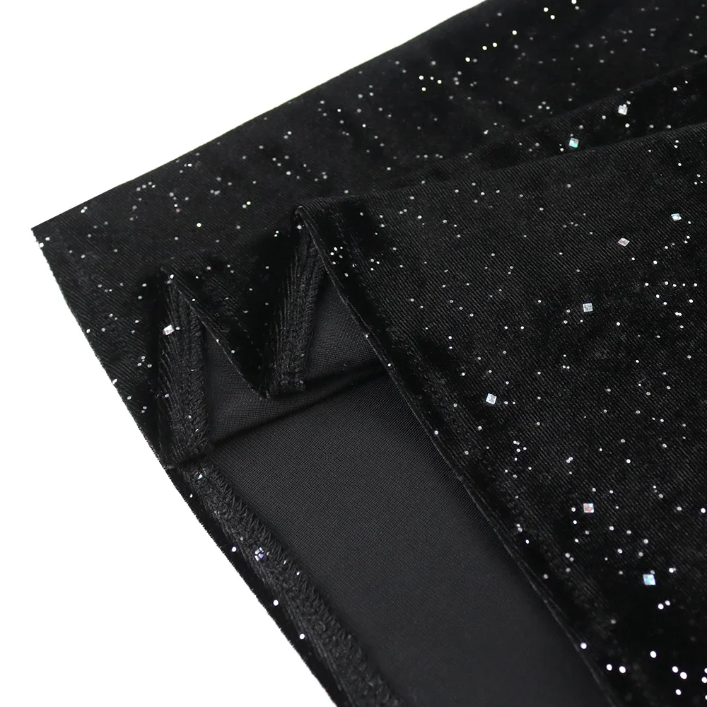 Women Glitter Dress Elegant Black Fishtail Sequin Maxi Dresses Vintage Ruffle Sleeve Party Celebrity Wedding Guest Dresses Robe