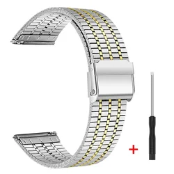 Stainless Steel Metal Bracelet for Smart Watches - Elegant & Durable Strap (Silver Gold 1)
